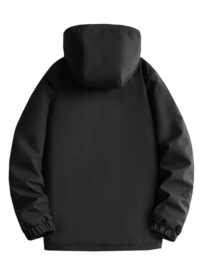 Pánská bunda parka s kapucí, kapsami a dlouhým rukávem