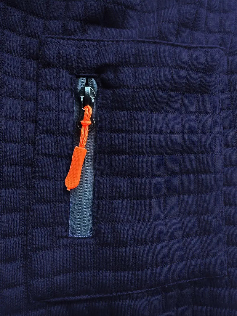 Męski sweter polo z długim rękawem i strukturalną fakturą
