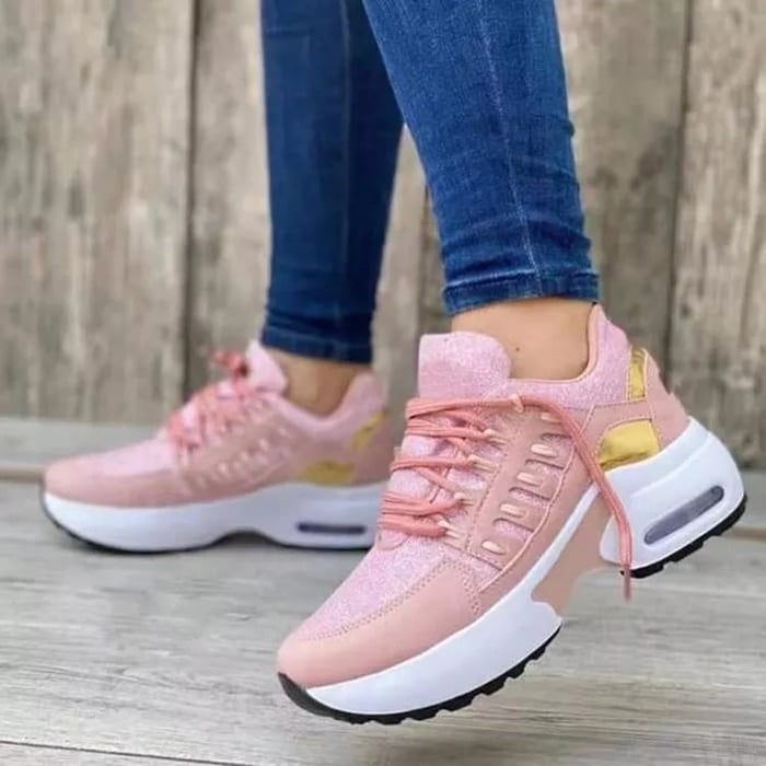 Damskie sneakersy na sznurowadła z profilowaną podeszwą