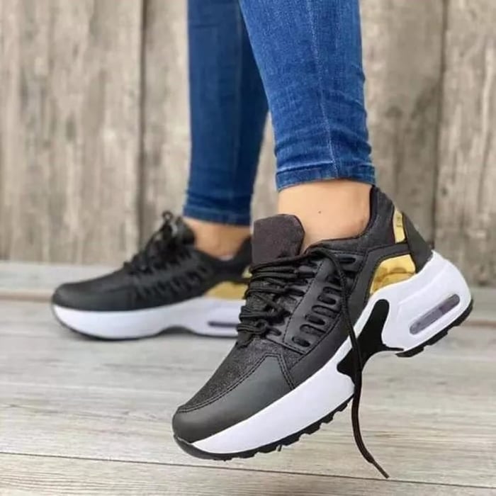 Damskie sneakersy na sznurowadła z profilowaną podeszwą