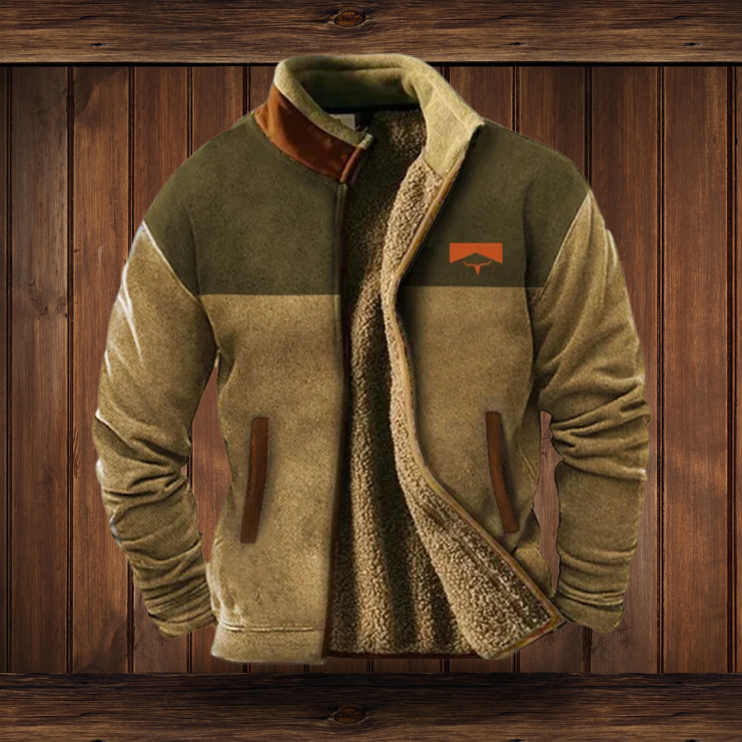 Męska bluza z wysokim kołnierzem i wzorzystymi rękawami