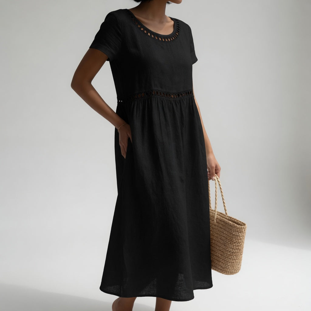 Dámské vyšívané bavlněné šaty, vzdušný střih, letní, elegantní