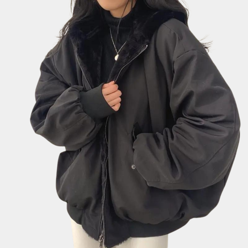 Dámská zateplená bunda bomber s kapucí na zip