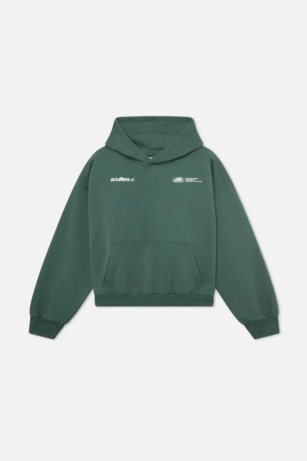 Bluza unisex z kapturem, długim rękawem i białym nadrukiem graficznym na plecach