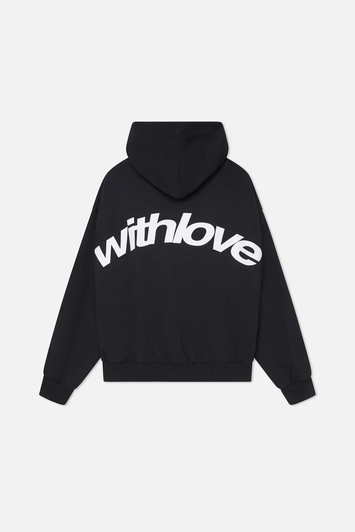 Bluza unisex z kapturem, długim rękawem i białym nadrukiem graficznym na plecach