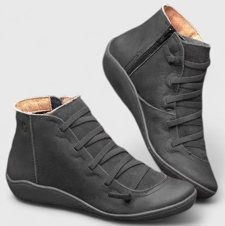 Unisex kotníkové boty na šněrování s bočním zipem