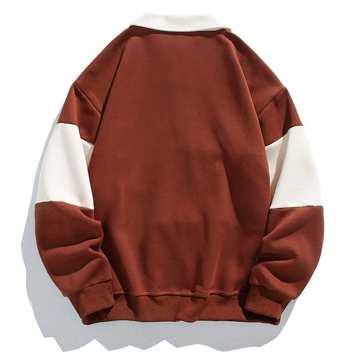 Bluza polo unisex z długim rękawem i kontrastowymi poziomymi pasami