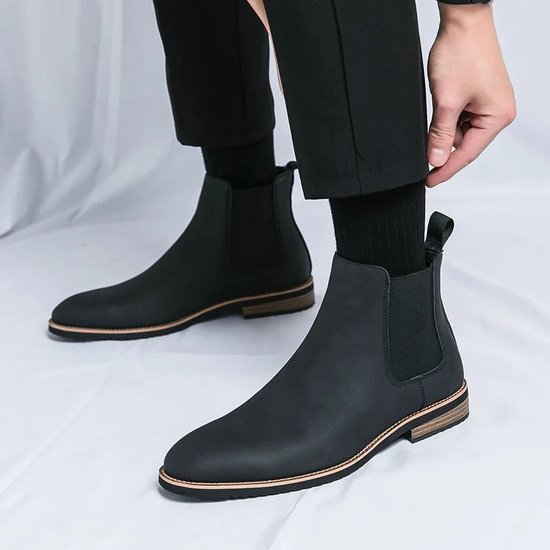 Unisex kotníkové boty Chelsea s ozdobným prošitím, za kotník