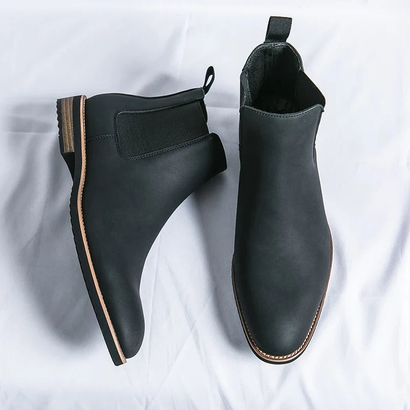 Unisex kotníkové boty Chelsea s ozdobným prošitím, za kotník