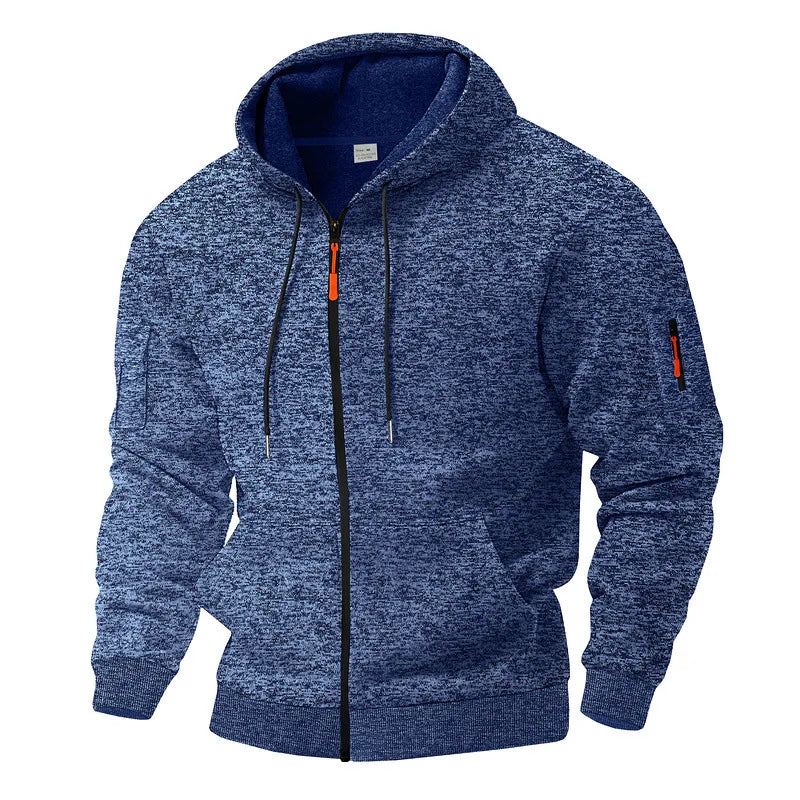 Męska kurtka z kapturem, zamkiem błyskawicznym i kieszeniami