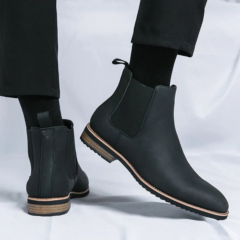 Unisex kotníkové boty Chelsea s ozdobným prošitím, za kotník