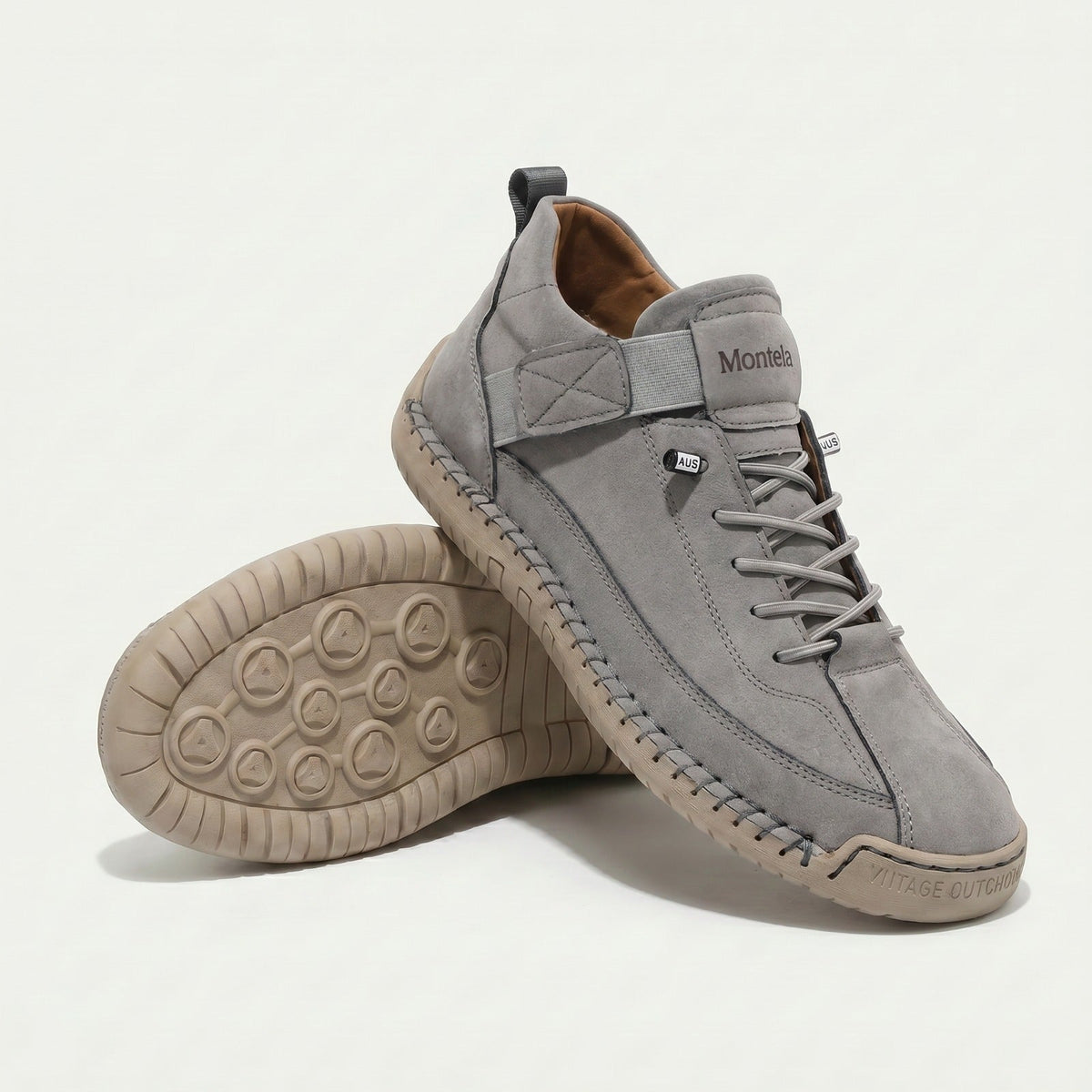 Wysokie sneakersy z wiązaniem, paskiem na rzep i żłobioną podeszwą
