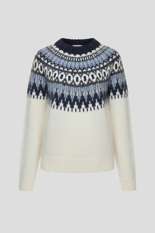 Dámský svetr s kulatým výstřihem a vzorem Fair Isle