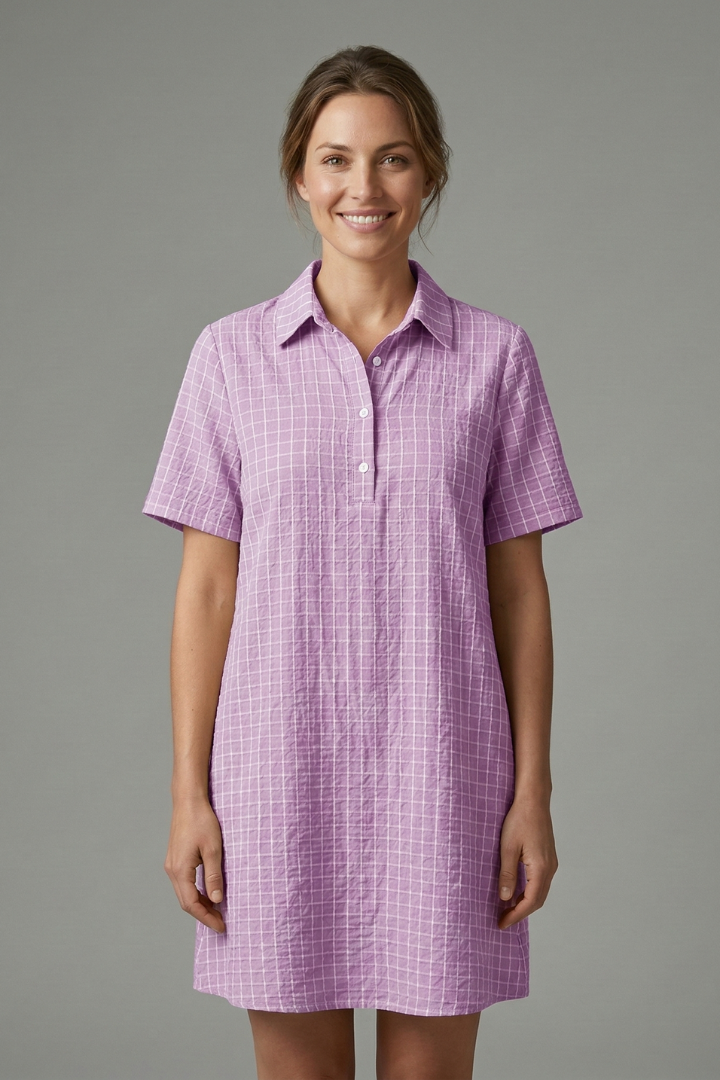 Dámské šaty s límcem a bočními kapsami
