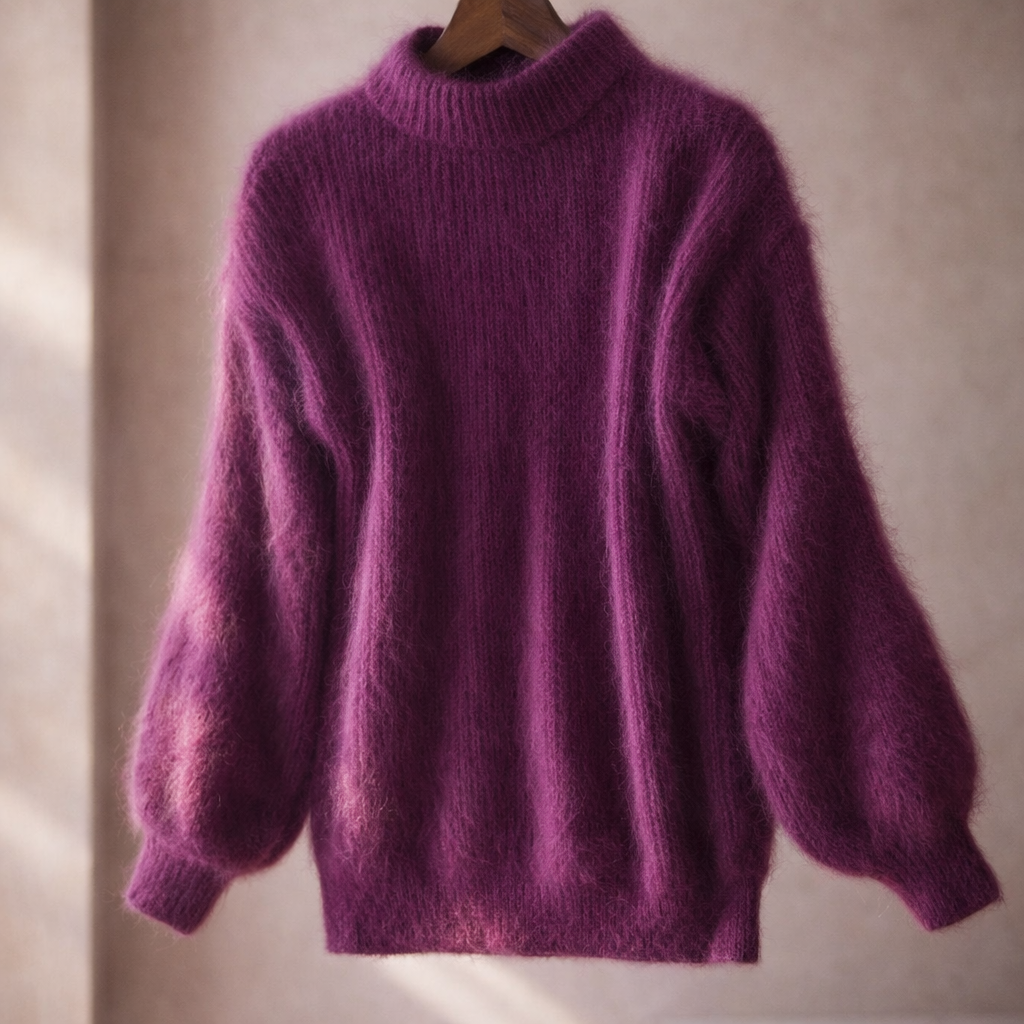 Damski sweter oversize z golfem, długimi obszernymi rękawami i ściągaczami
