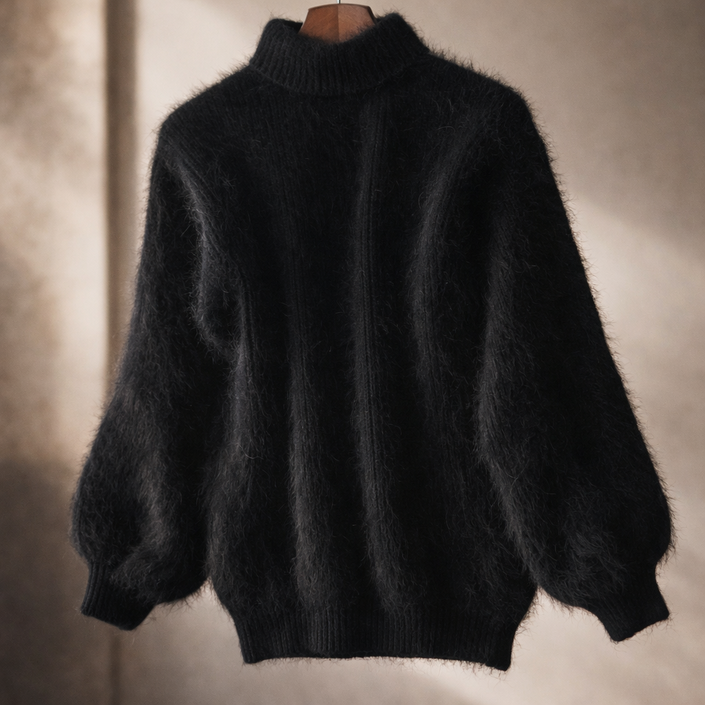 Damski sweter oversize z golfem, długimi obszernymi rękawami i ściągaczami