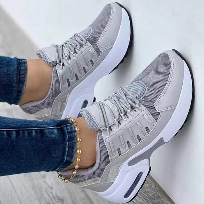 Damskie sneakersy na sznurowadła z profilowaną podeszwą