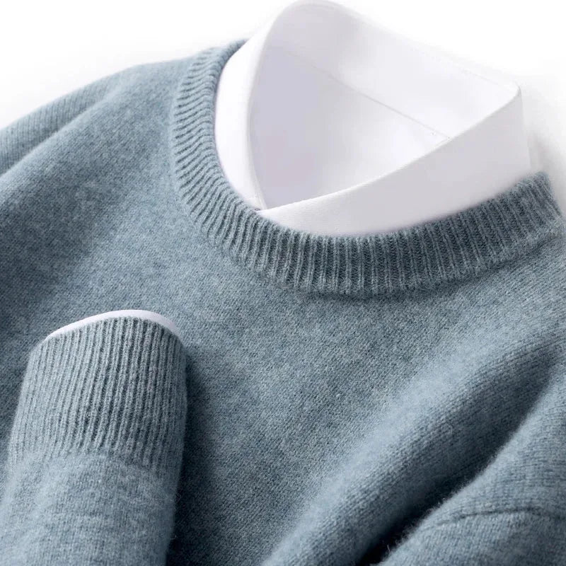 Sweter unisex z okrągłym dekoltem, długimi rękawami i prążkowanymi wykończeniami