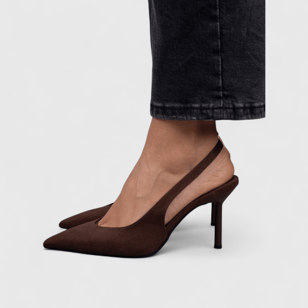 Dámské lodičky slingback, špičatá špička, na jehlovém podpatku