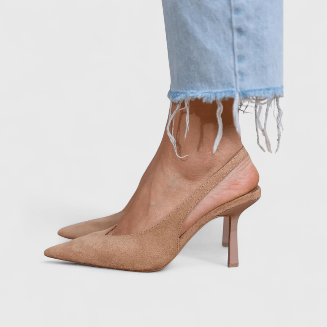 Dámské lodičky slingback, špičatá špička, na jehlovém podpatku