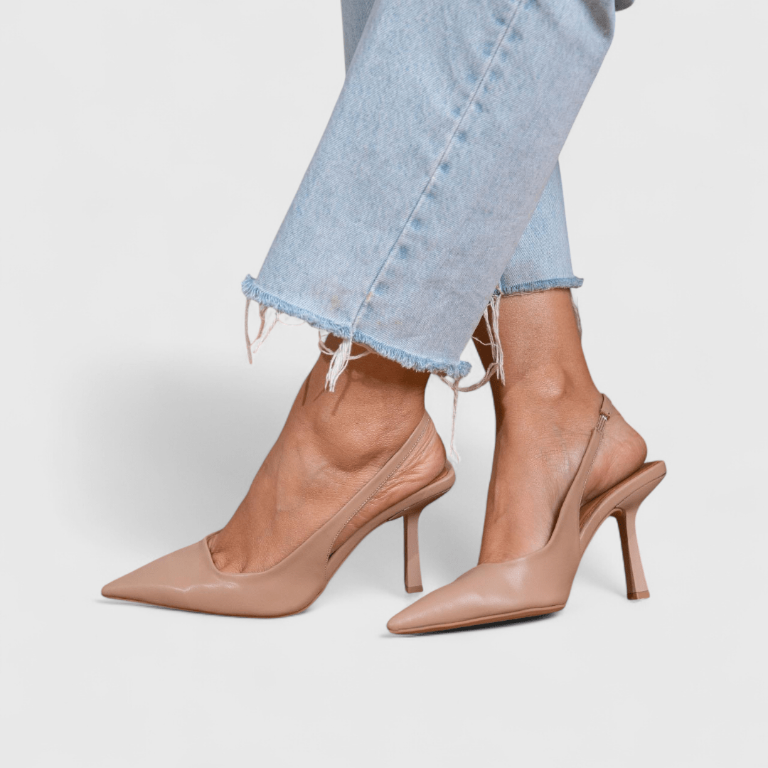 Dámské lodičky slingback, špičatá špička, na jehlovém podpatku