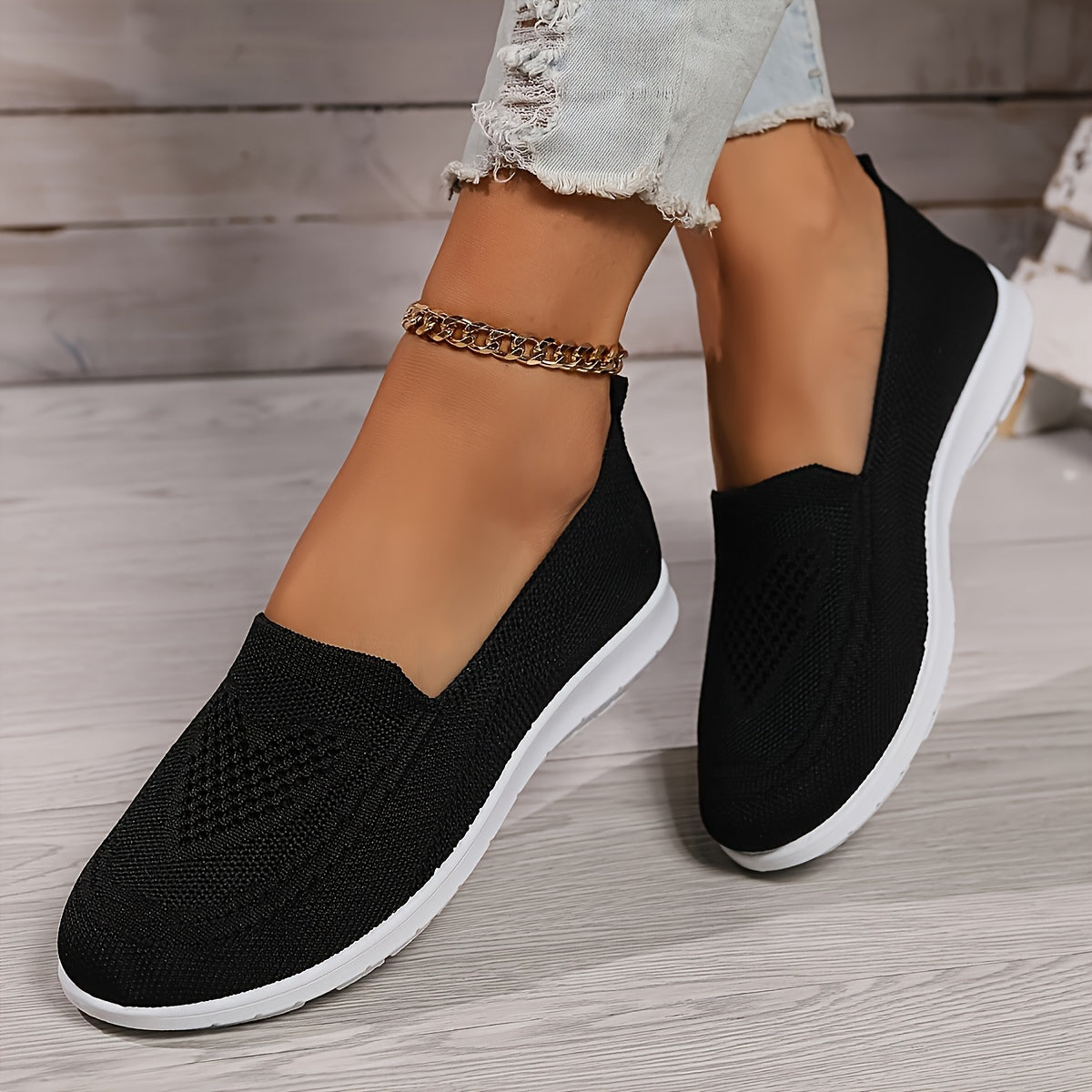 Damskie wsuwane buty sportowe z dzianinową cholewką