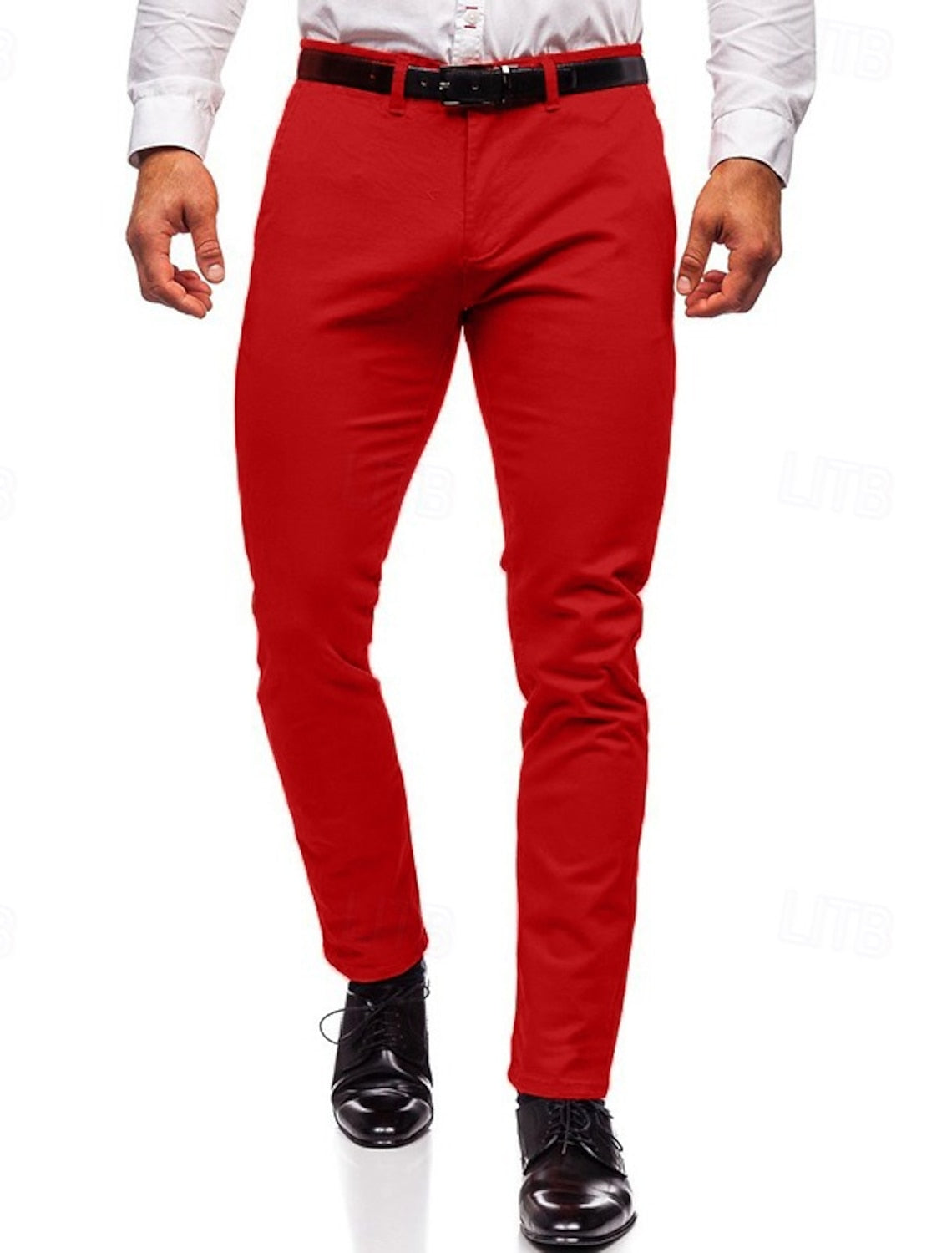 Męskie spodnie slim fit z kieszeniami bocznymi i długimi nogawkami