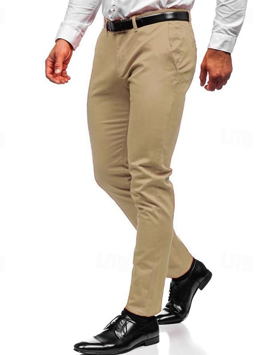 Męskie spodnie slim fit z kieszeniami bocznymi i długimi nogawkami