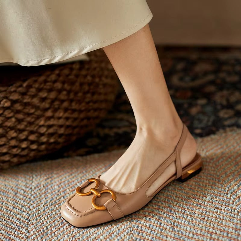 Dámské baleríny slingback ze semiše s přezkou