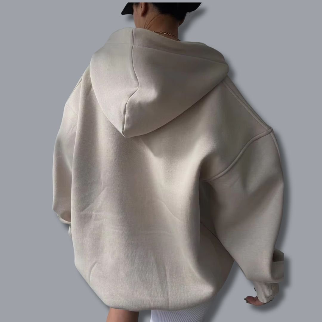 Dámská mikina s kapucí oversize s výstřihem do V