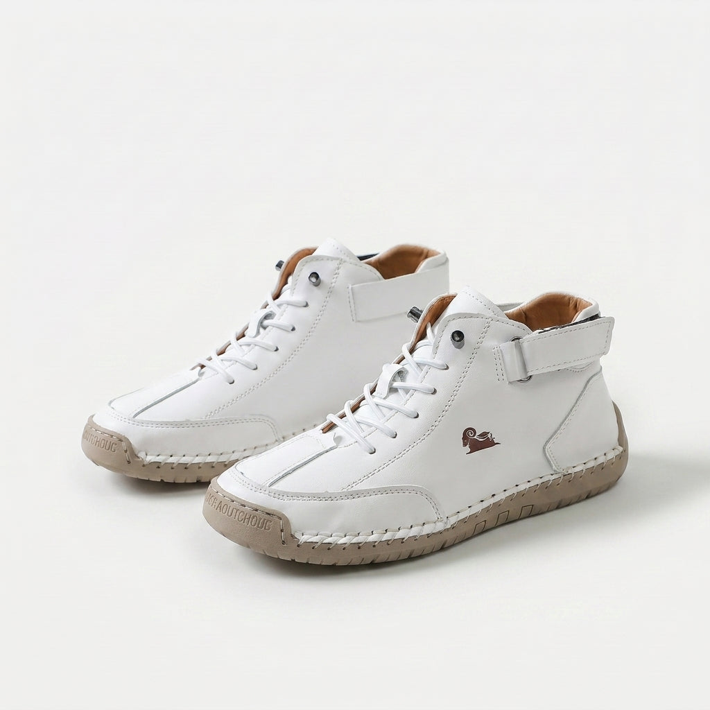 Sneakersy za kostkę z wiązaniem i paskiem przy cholewce