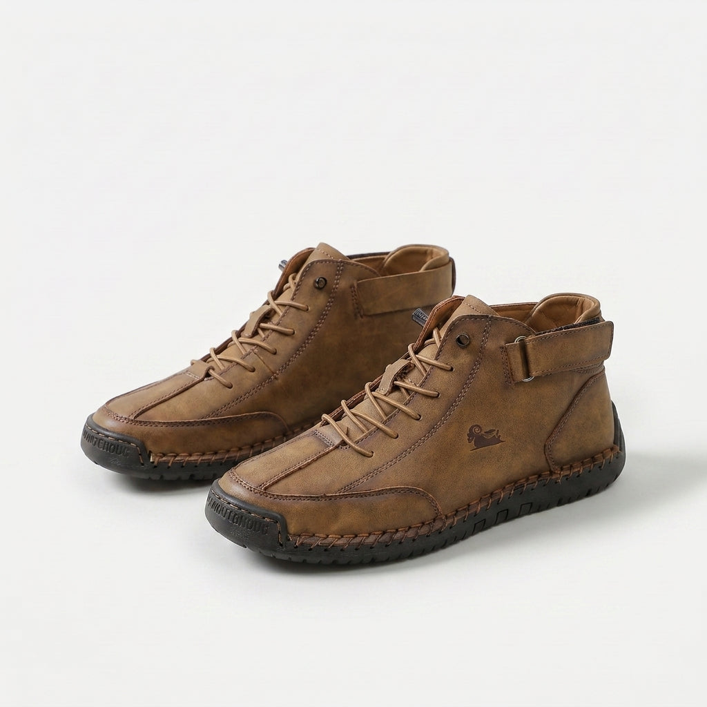 Sneakersy za kostkę z wiązaniem i paskiem przy cholewce