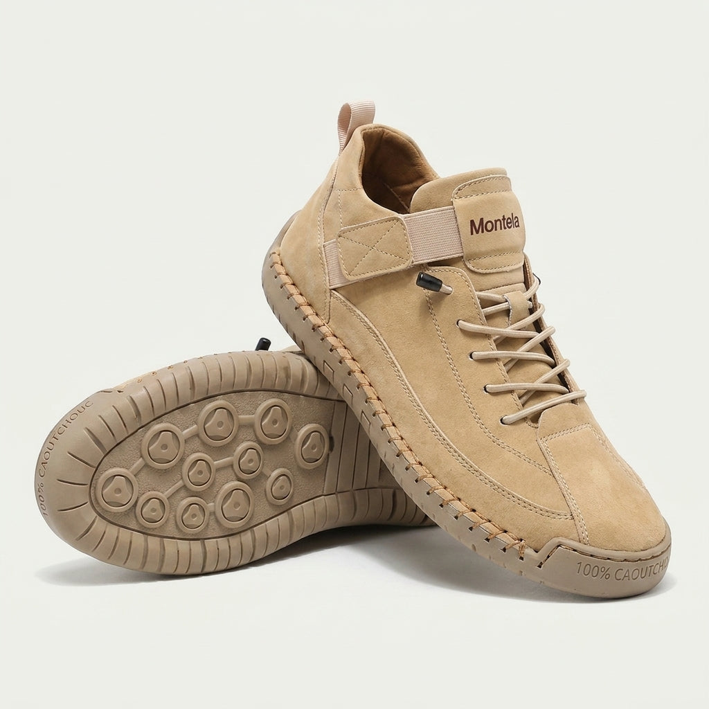 Wysokie sneakersy z wiązaniem, paskiem na rzep i żłobioną podeszwą