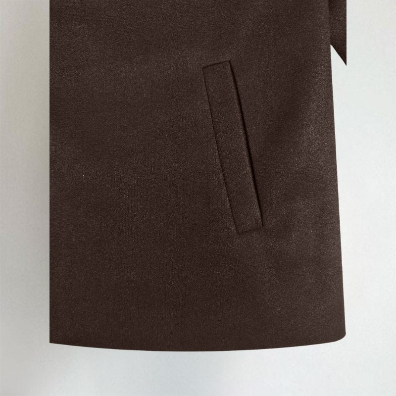 Dámská bunda oversize hnědá s košilovým límcem
