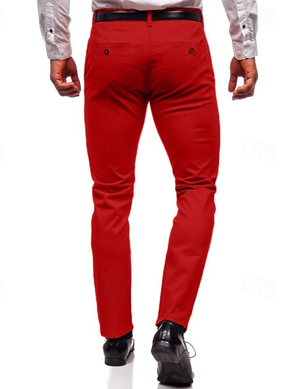 Męskie spodnie slim fit z kieszeniami bocznymi i długimi nogawkami