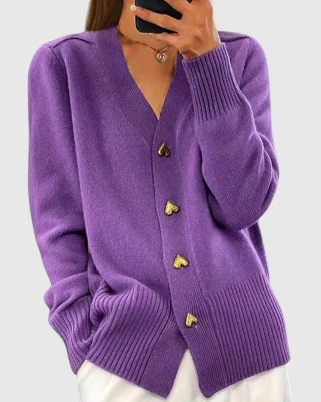 Dámský kardigan s výstřihem do V a knoflíky