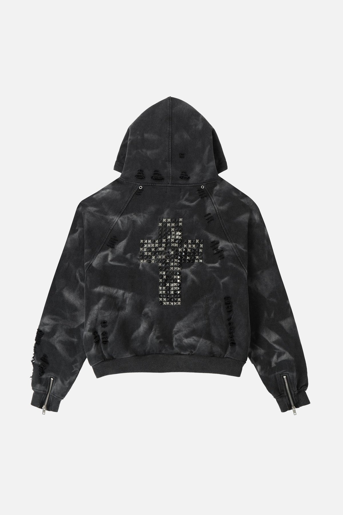 Unisex mikina s kapucí, zipem a ozdobnými cvoky