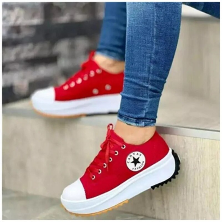 Damskie sneakersy sznurowane na wysokiej ząbkowanej podeszwie