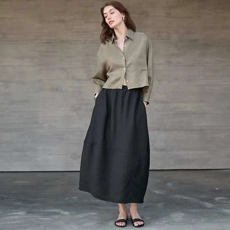Dámská krátká košile oversize, límeček, dlouhý rukáv na léto