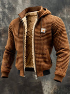 Men's Short Quilted Hooded Jacket With Plush Finish