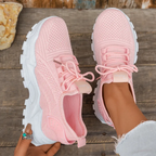 Damskie sneakersy sznurowane z ażurową cholewką i grubą podeszwą