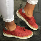 Women's Perforated Slip-On Sneakers With Decorative Tassel