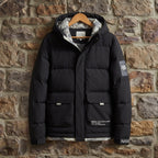 Men's Quilted Hooded Jacket With Pockets