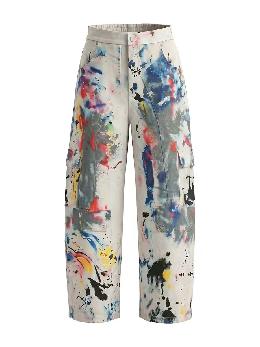 Women's High-Waisted Wide-Leg Pants, Graffiti Print