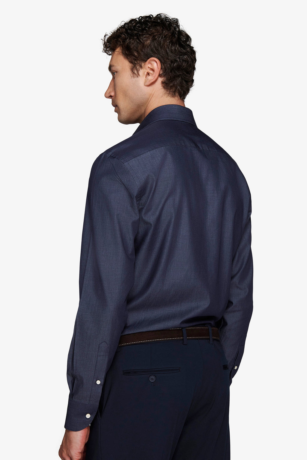 Férfi slim fit ing hosszú ujjal, sötétkék