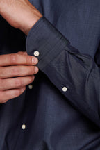 Férfi slim fit ing hosszú ujjal, sötétkék