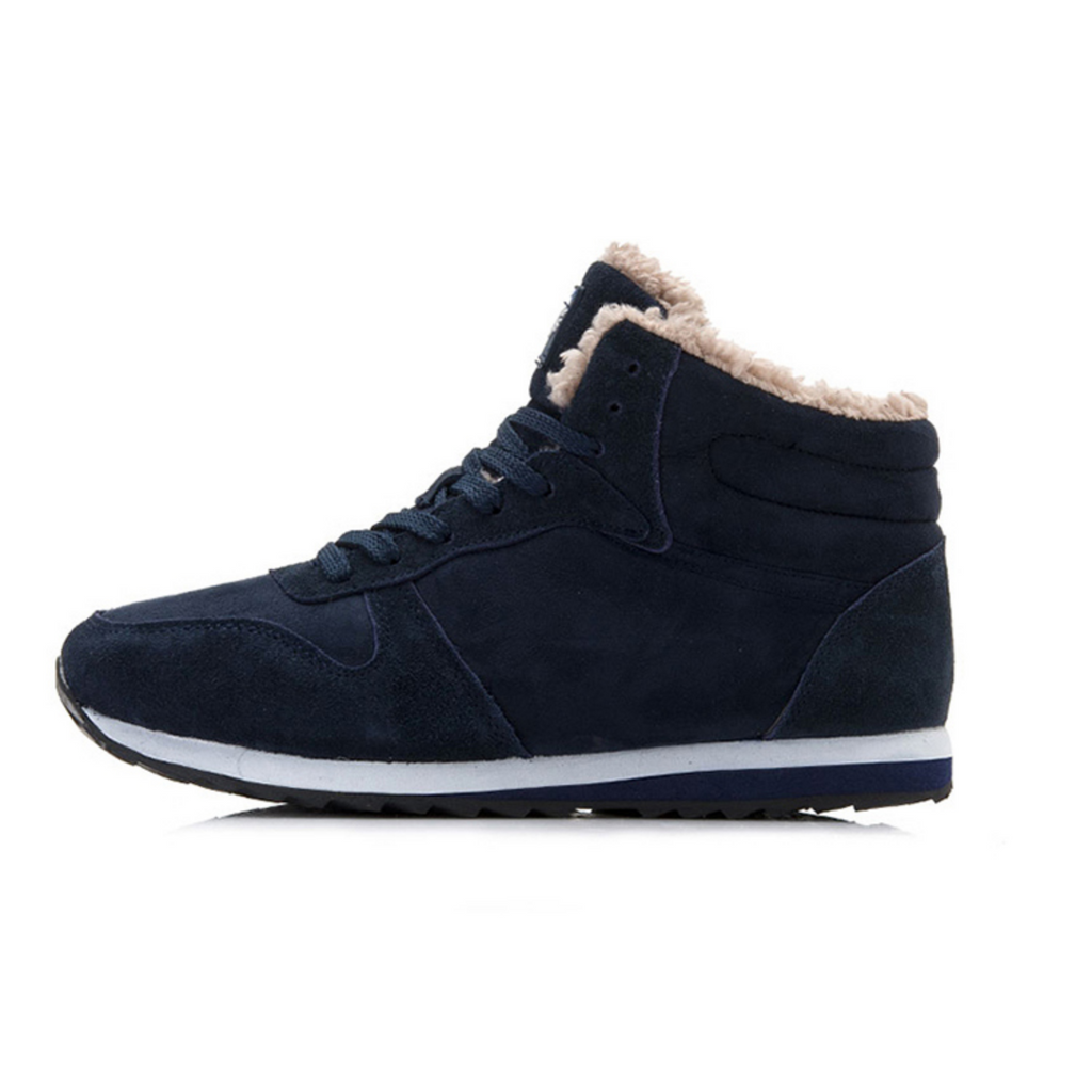 Wysokie sneakerbooty ze sznurowaniem, futrzanym wykończeniem i kontrastową podeszwą
