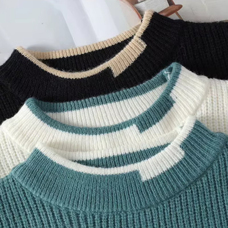 Dzianinowy sweter unisex z geometrycznymi wzorami i długimi rękawami
