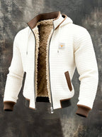 Men's Short Quilted Hooded Jacket With Plush Finish