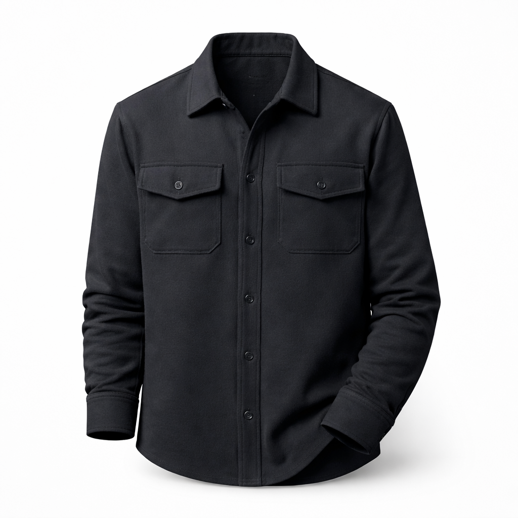 Férfi overshirt klasszikus gallérral, mellzsebekkel, hosszú ujjal